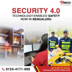 We are bringing Security 4.0 to Bengaluru. This image shows the key components of our service: a modern home secured by our alarm, a vigilant monitoring center, and our rapid response team ready to deploy.