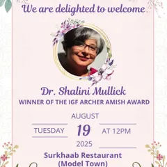 We are delighted to welcome Dr. Shalini Mullick, winner of the IGF Archer Amish Award, for an inspiring literary afternoon. Join us as we immerse ourselves in her award-winning masterpiece, "The Way Home."