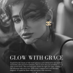 This is the kind of quiet confidence I love to see. Our gold-polished, logo-inspired studs add a touch of old-world glamour to a modern look, proving that true elegance is always in style.