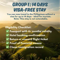 Here's the deal for a 14-day visa-free stay in the Philippines. This checklist shows the simple eligibility requirements for tourists looking for a short and sweet tropical getaway.