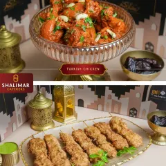 A look at the succulent chicken dishes from our Iftar menu. The top features our rich Turkish Chicken, while the bottom showcases the creamy and mild Chicken Cream Tikka.