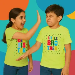 A colorful "Big Sister" and "Little Brother" set for the dynamic duo. These bright lime green tees are a fun way for siblings to show off their bond.