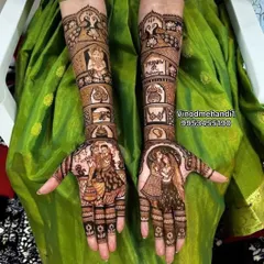 For those who want a divine touch, I create beautiful Radha Krishna portraits. This design captures their iconic pose, surrounded by intricate patterns and symbolic elements.