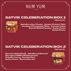 For a pure and delicious festive meal, try my Satvik Celebration Boxes. You can choose from options like Tandoori Pineapple Tikka and Satvik Shahi Paneer or Kaccha Kela Bhurji and Barnyard Millet Bhalla Chaat.