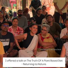 A closer shot from my talk, "The Truth of a Plant-Based Diet," at the festival. I was so blessed to have my mentor, Dr. Nandita Shah, in the audience, which made the experience even more special.