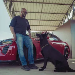 Man's best friend and man's best machine. My German Shepherd demonstrating perfect focus and connection with me during a collaboration event with Porsche.