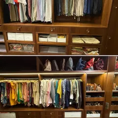 A combined view of the 'His' and 'Hers' sections. While each side is customized, the overall design, including the warm wood finish and consistent storage solutions, creates a harmonious and unified space.