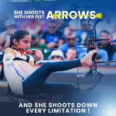 She shoots arrows with her feet, and she shoots down every limitation. This powerful image of Sheetal Devi in action captures the essence of our belief that champions are made of grit and determination.