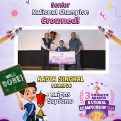 Celebrating our Senior National Champion from the 3rd CANC in 2024. Aadya Singhal from Dehradun showcased exceptional talent, becoming an inspiration for all our students aiming for mental math mastery.