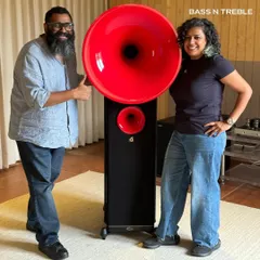 Here we are, Jenny and Denny, with the iconic Avantgarde horn speaker. Our journey is fueled by a shared passion for sound, and bringing world-class audio brands like this to homes across India is a dream come true.