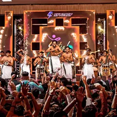 We live for moments like this. On stage, under the lights, with the crowd's energy matching our own. This is the high-voltage atmosphere we bring to college fests and large-scale events.