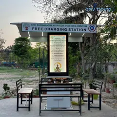 Our Smart Solar Hut installed at Shree Dhanwantry Ayurvedic College & Hospital in Chandigarh. This unit serves students and visitors, providing a connected and comfortable space with free charging and Wi-Fi in the campus grounds.