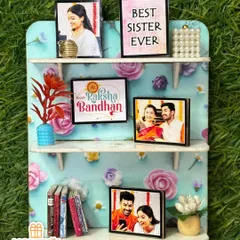 A 3D fridge magnet designed especially for Rakshabandhan. It's a wonderful small gift for your sister, featuring photos and a 'Best Sister Ever' message.