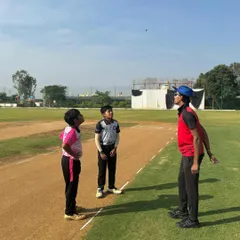 The umpire tosses the coin to start a match in the RSCA League. This formal process prepares our young cricketers for the official proceedings of competitive matches.
