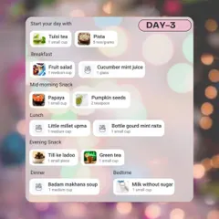 Navratri Diet Plan: Day 3: This sample for Day 3 includes light meals like little millet upma and badam makhana soup, focusing on detoxification and nourishment.