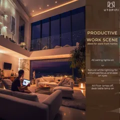 Create a productive work scene optimized for focus. With a single command, we can set your lights to a natural white, turn off distracting floor lamps, and keep your desk well-lit, making your work-from-home experience more comfortable and efficient.