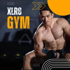 A bold graphic with our gym name, encouraging you to "be strong."