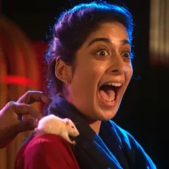 The look of pure shock and fun. This reaction is from a magic trick on the set of the 'Loot Kaand' web series.