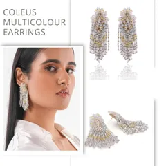 The Coleus Multicolour Earrings, featuring a mix of silver and gold tones, are perfect for adding a subtle shimmer to your look.