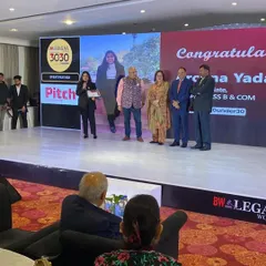 On stage receiving the BW Legal 30 Under 30 award. This recognition fuels my drive to continue providing dedicated legal support to the creative industries.