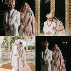 A collage showcasing the quiet, regal moments of a palace wedding. From the bride's grand entry to the couple's portraits against ornate backdrops, I ensure every part of the day contributes to a timeless and royal narrative.