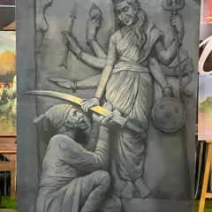 The finished piece from the Thane Art Festival. This is a 60x36 inch acrylic on canvas, created live over the course of the event. I enjoy working on a large scale to capture the grandeur of historical and cultural themes.