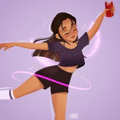 A dynamic character illustration created for Red Bull India. The concept was to personify the energy and feeling of 'getting your wings' with a dancing character surrounded by magical effects.