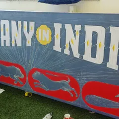 The "Germany in India" canvas in the early stages, with the initial drawing and base colors applied.