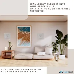 The process of our invisible speaker installation is simple. We conceal the speaker within the wall, allowing you to finish it with your preferred material, whether it's paint, plaster, or wallpaper, ensuring a seamless blend with your aesthetic.
