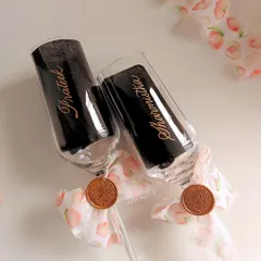 These champagne flutes, engraved with the names 'Prateek' and 'Manmitra', are a perfect anniversary gift. The custom ribbons and wax seals make the presentation as special as the gift itself, ready to celebrate a lasting bond.