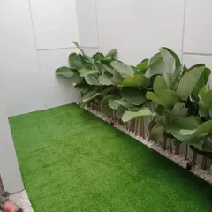 Another example of a simple yet effective use of artificial turf in a tight space. This solution provides a patch of green that is perfect for pets or as a visual break from hard surfaces, with zero upkeep required.