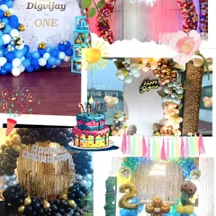 Here is a collage showing the range of styles I offer. From a first birthday to a baby shower, I can create decor that is bold and glamorous, soft and elegant, or playful and fun, all customized to your vision.