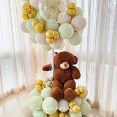 There's no sweeter way to say "Welcome Home" to a new baby. This teddy bear balloon arrangement in soft, neutral tones is one of my most requested designs for new parents.