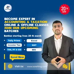 Join our upcoming batches to become an expert in accounting and taxation. With both online and offline classes starting soon, you can master Tally Prime, Excel, Income Tax, GST, and more with a 20% discount.