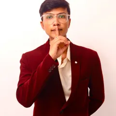 The original photo for my vintage-themed poster. The 'shhh' pose hints at the secrets and mysteries of the show to come.