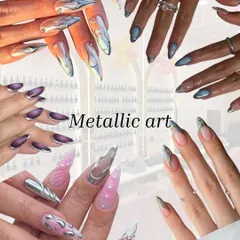 Metallic and chrome art is a huge trend for 2025. This inspiration board shows futuristic 3D silver designs, chrome French tips, and liquid metal effects that add an edgy, high-fashion element to any manicure.