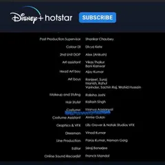 My name in the credits as the Costume Stylist for the series. This represents the collaborative effort and dedication of the entire production team.