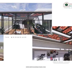 This mood board focuses on the interior details of the terrace room, showing how the light filters through the terracotta jali pergola. It's a perfect example of how we use structures to create atmosphere.