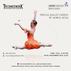This poster announces a ballet workshop with Nobue Aichi at our Andheri West studio, held in collaboration with the Japan Foundation. These opportunities allow our students to learn from diverse international ballet masters.