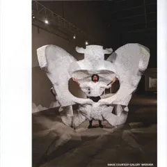 This is 'KAMA', a monumental sculpture of a female pelvic bone crafted from thousands of marble blast stones. It is an interactive piece, a tribute to womanhood and creation, inviting viewers to step inside a space of origin and contemplation.