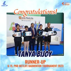 We congratulate Tanya Bijoy on her impressive performance, finishing as the runner-up in the U-15 girls' category at a major tournament organized by the Karnataka Badminton Association. Her achievement underscores our focus on developing top-tier junior talent.