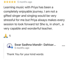 This review from an adult student who was initially stressed about singing is very special. We are so happy we could make her journey enjoyable and something to look forward to.