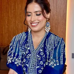 Soft glam for a Mehendi ceremony. I kept the look dewy and fresh with flushed cheeks to let her intricate henna and beautiful blue outfit shine.