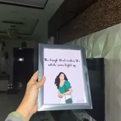 A perfect gift for yourself or a friend. This solo illustration features the quote, "The laugh that makes the whole room light up," celebrating self-love and confidence.