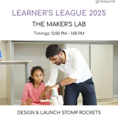 An instructor provides one-on-one guidance as a young learner designs and prepares to launch a stomp rocket. This activity in The Maker's Lab teaches principles of physics and engineering in an exciting, hands-on way.