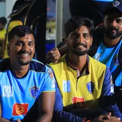 On the sidelines with players from the Nellai Royal Kings. Building strong relationships with athletes is just as important as designing their training programs.