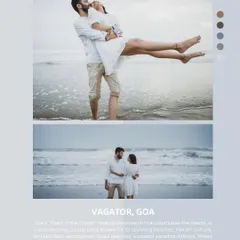 A fun and carefree pre-wedding session on the beaches of Vagator, Goa. The ocean waves and open skies create a perfect setting for capturing spontaneous joy and romance.