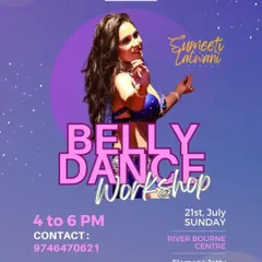 The official poster for the belly dance workshop in Kochi with our instructor Sumeeti Lalwani. Grab your early bird tickets to join this exciting session.
