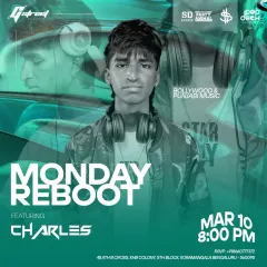 An artist-focused flyer for my 'Monday Reboot' gig, highlighting my role in bringing Bollywood and Punjabi music to the forefront.