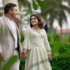 A couple shares a quiet, loving moment together during their Sangeet in Goa. Amidst all the celebration, I make sure there are spaces and moments for the couple to just be with each other.